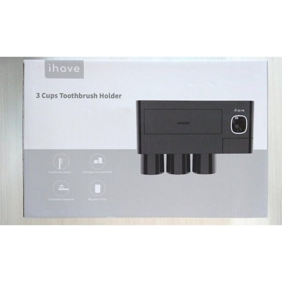 New Toothbrush Holders for Bathrooms, 3 Cups Toothbrush Holder Wall Mounted - Picture 2 of 2